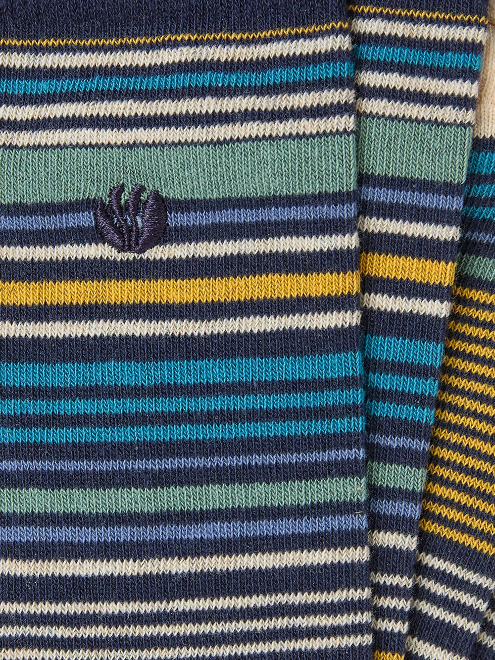 Navy Blue & Yellow Men's Striped Socks