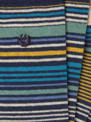 Navy Blue & Yellow Men's Striped Socks