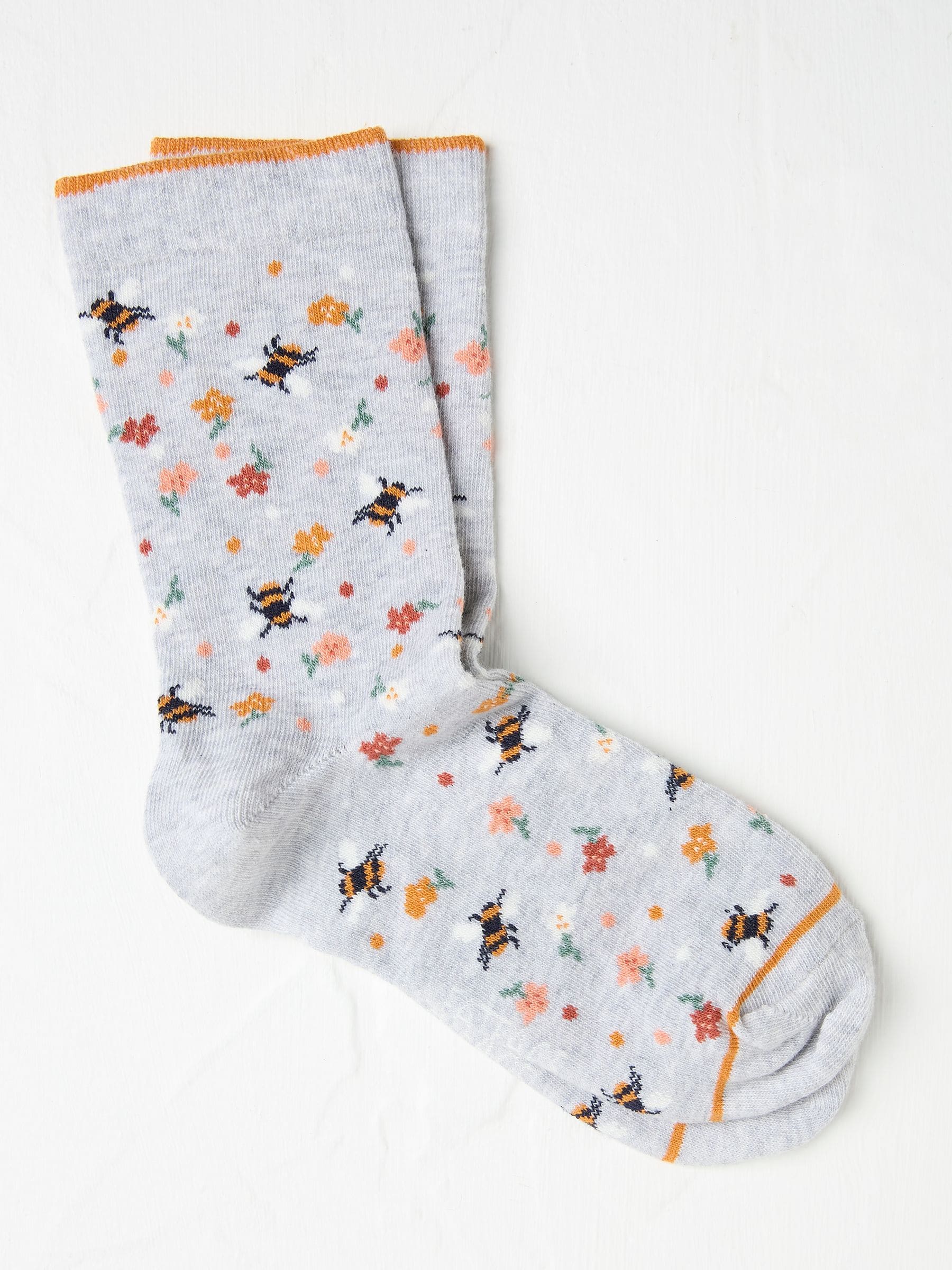 Grey Bee Floral Women's Socks