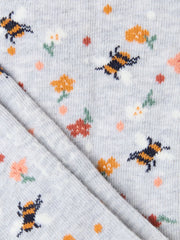 Grey Bee Floral Women's Socks