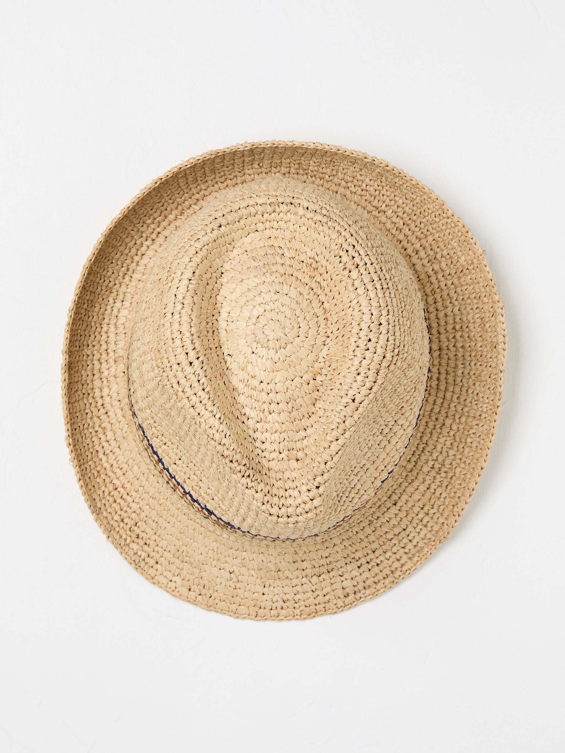 Natural Stripe Straw Trilby Hat