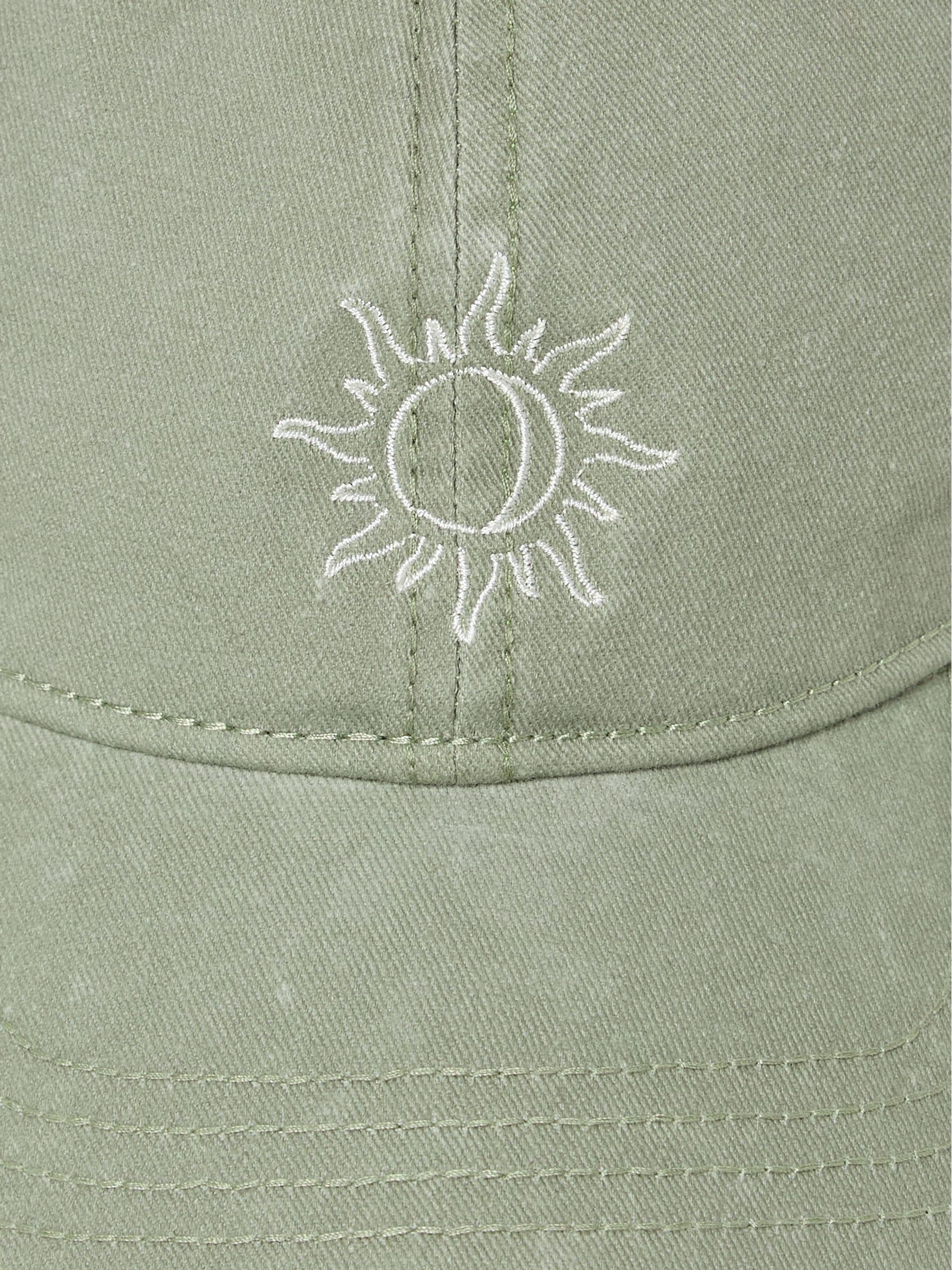 Green Embroidered Sun 100% Cotton Cap
