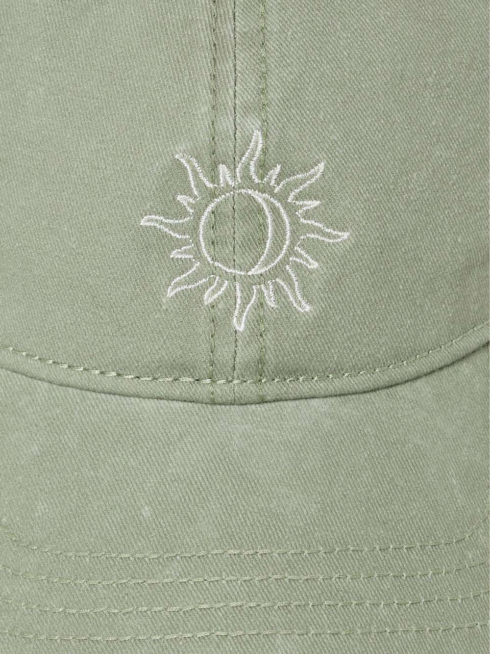 Green Embroidered Sun 100% Cotton Cap