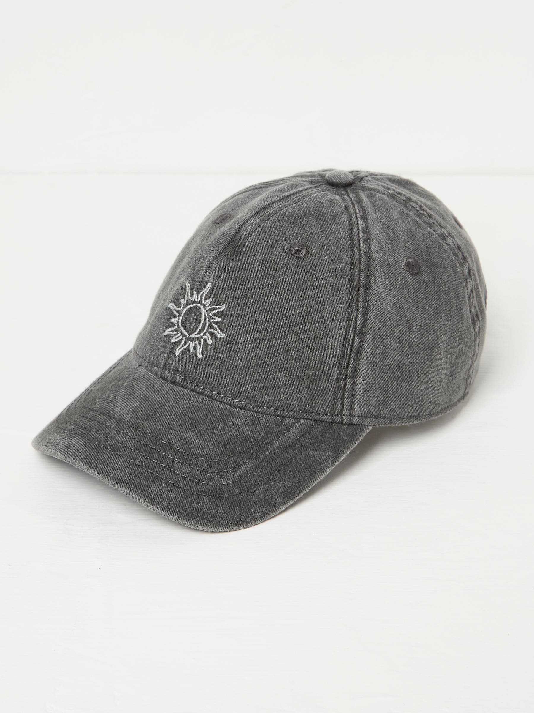 Grey Embroidered Sun 100% Cotton Cap