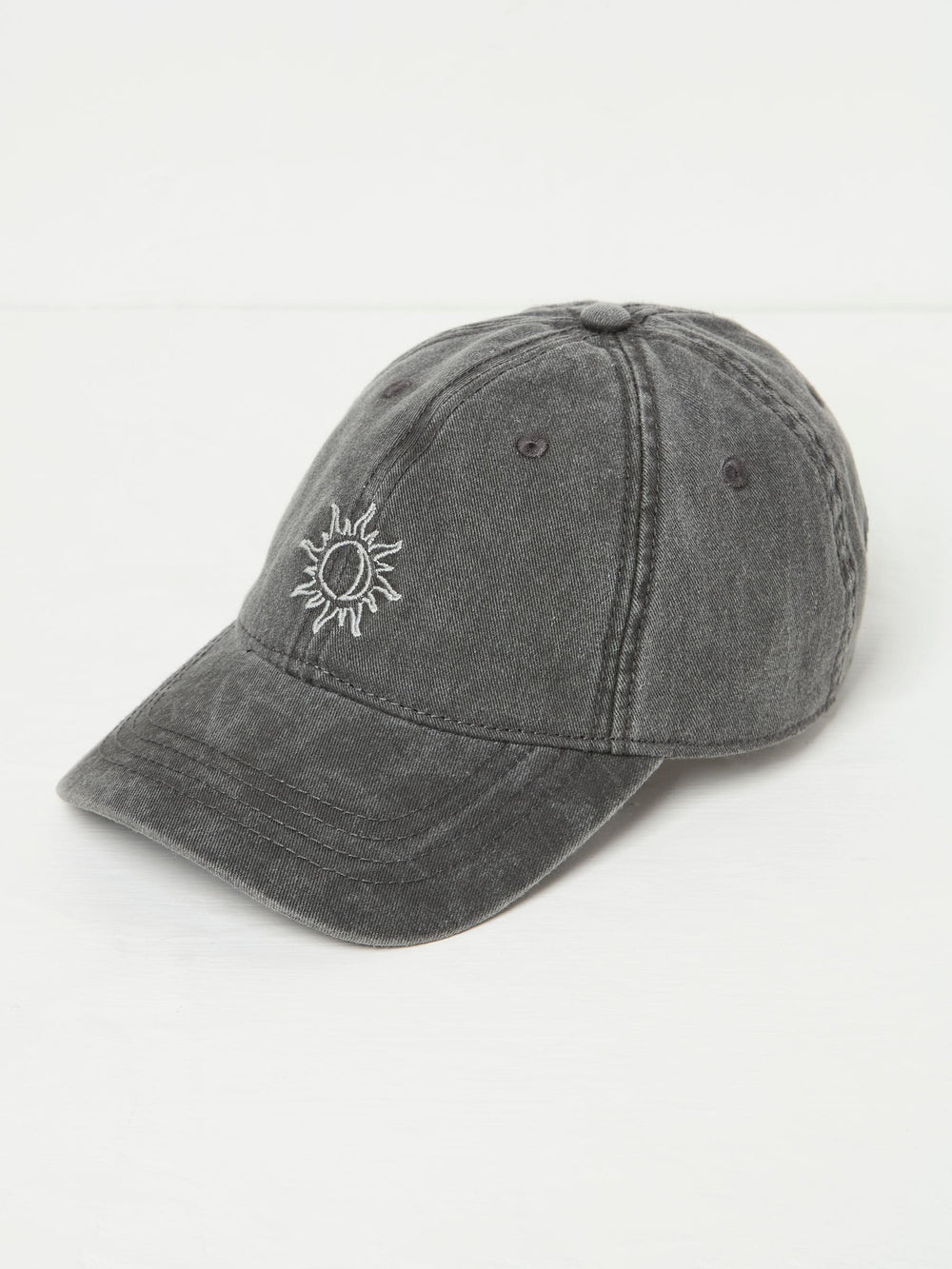 Grey Embroidered Sun 100% Cotton Cap