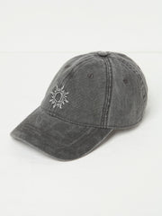 Grey Embroidered Sun 100% Cotton Cap