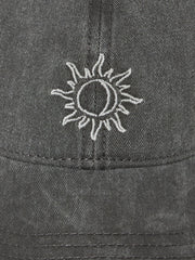 Grey Embroidered Sun 100% Cotton Cap