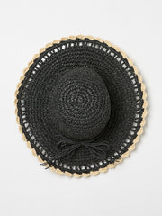 Black Scalloped Edge Straw Hat