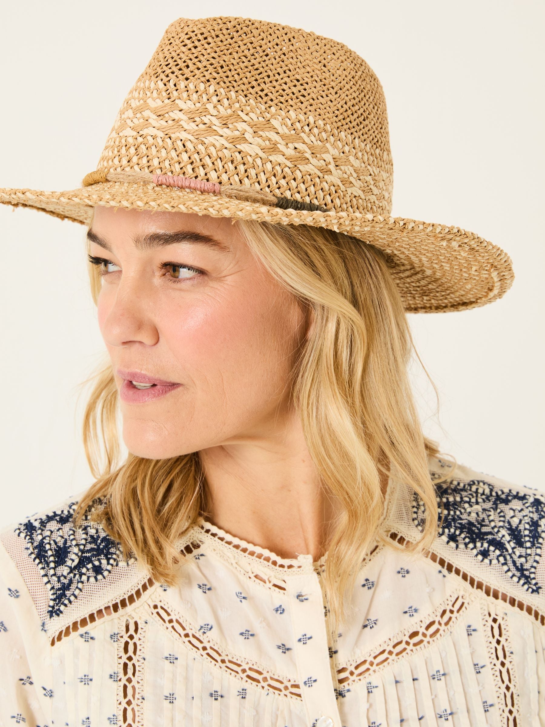 Natural Straw Fedora Hat
