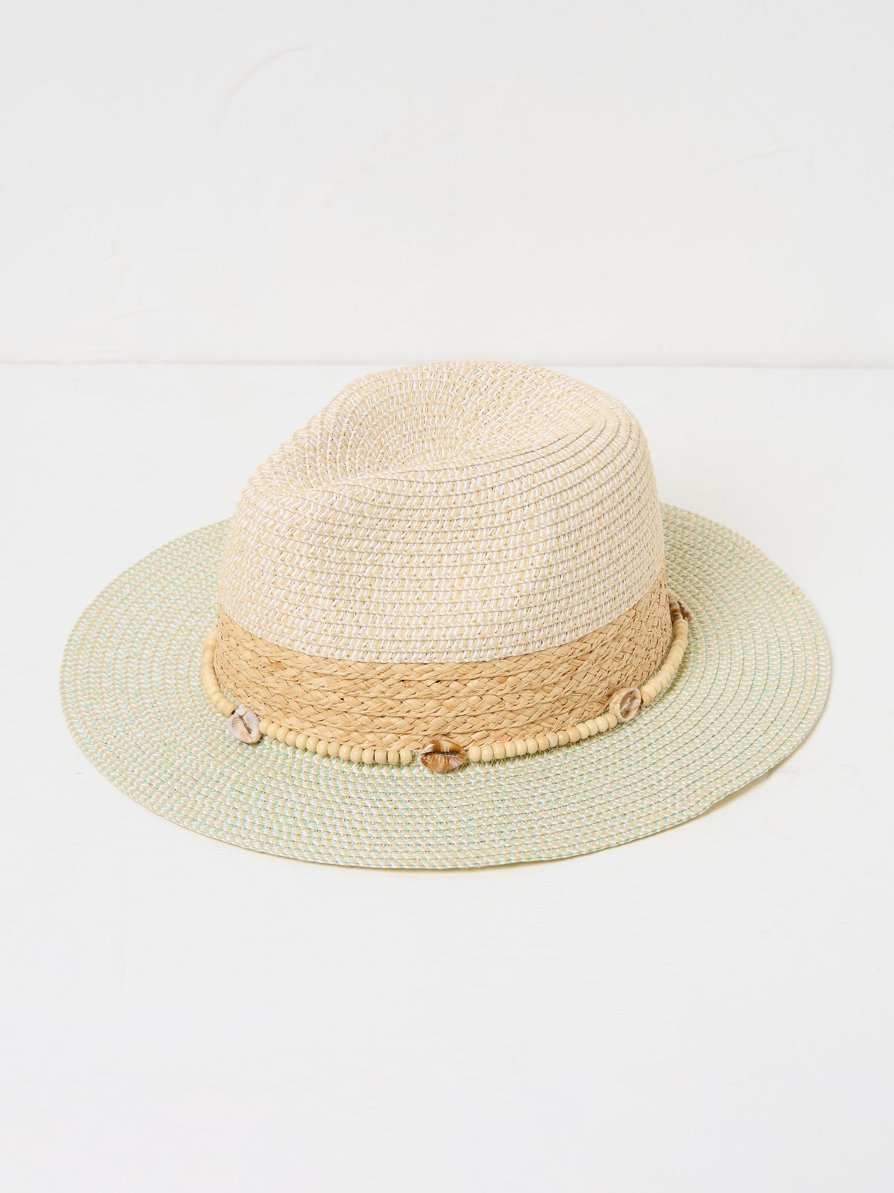 Green Haze Colour Block Straw Fedora Hat