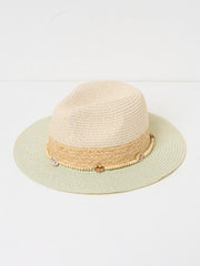 Green Haze Colour Block Straw Fedora Hat