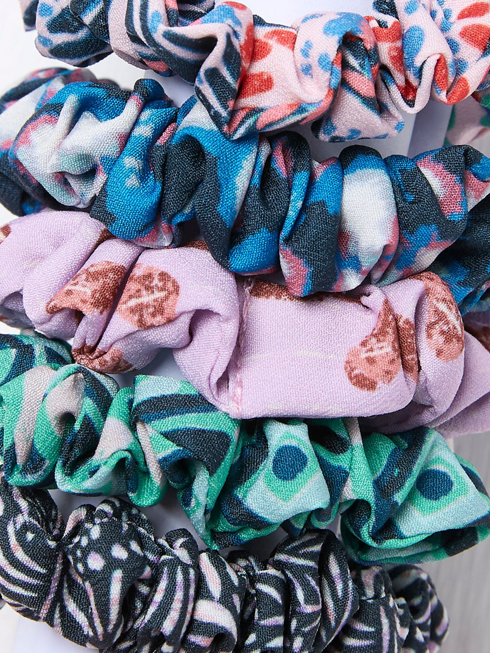 Navy Wonderment Print Scrunchies 5 Pack