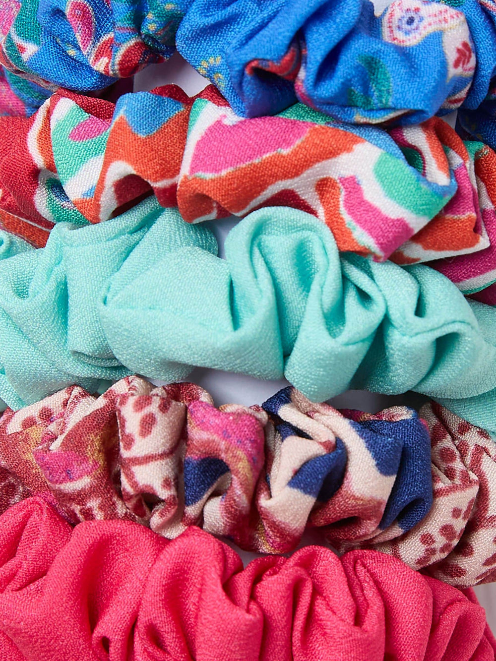 Multi Utopia Print Scrunchies 5 Pack