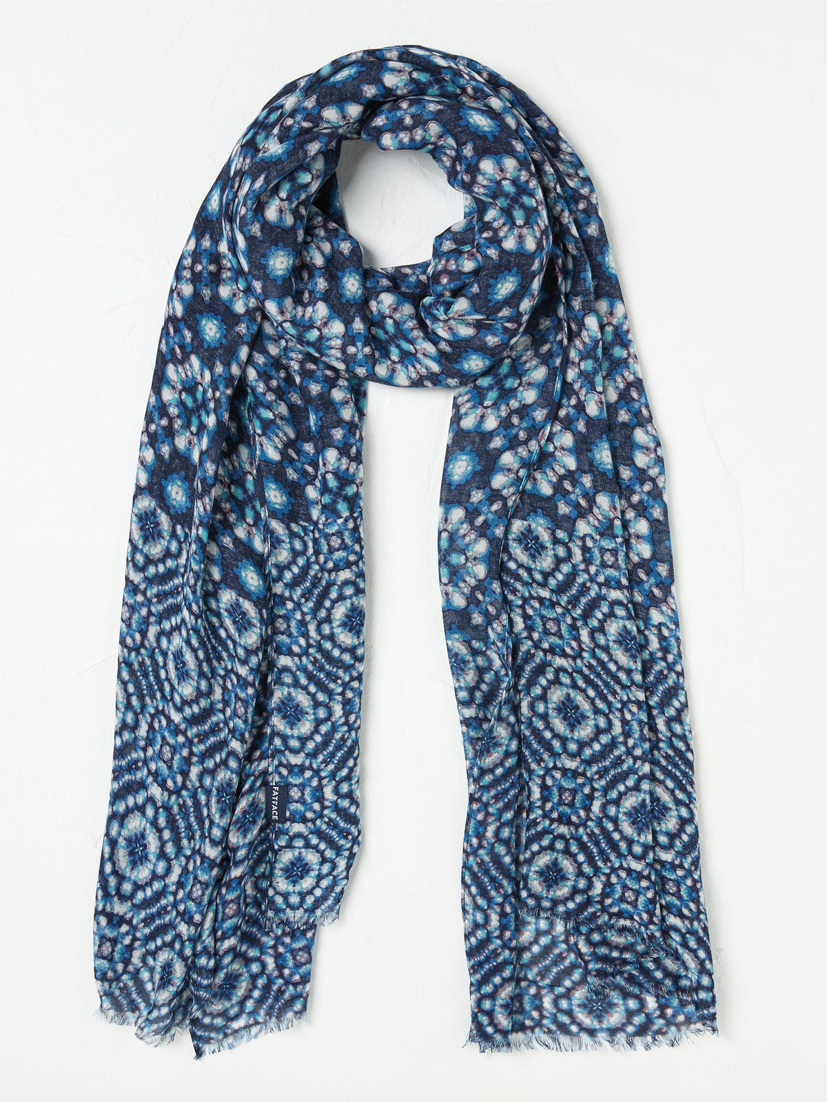 Navy Geometric Printed Lightweight Scarf