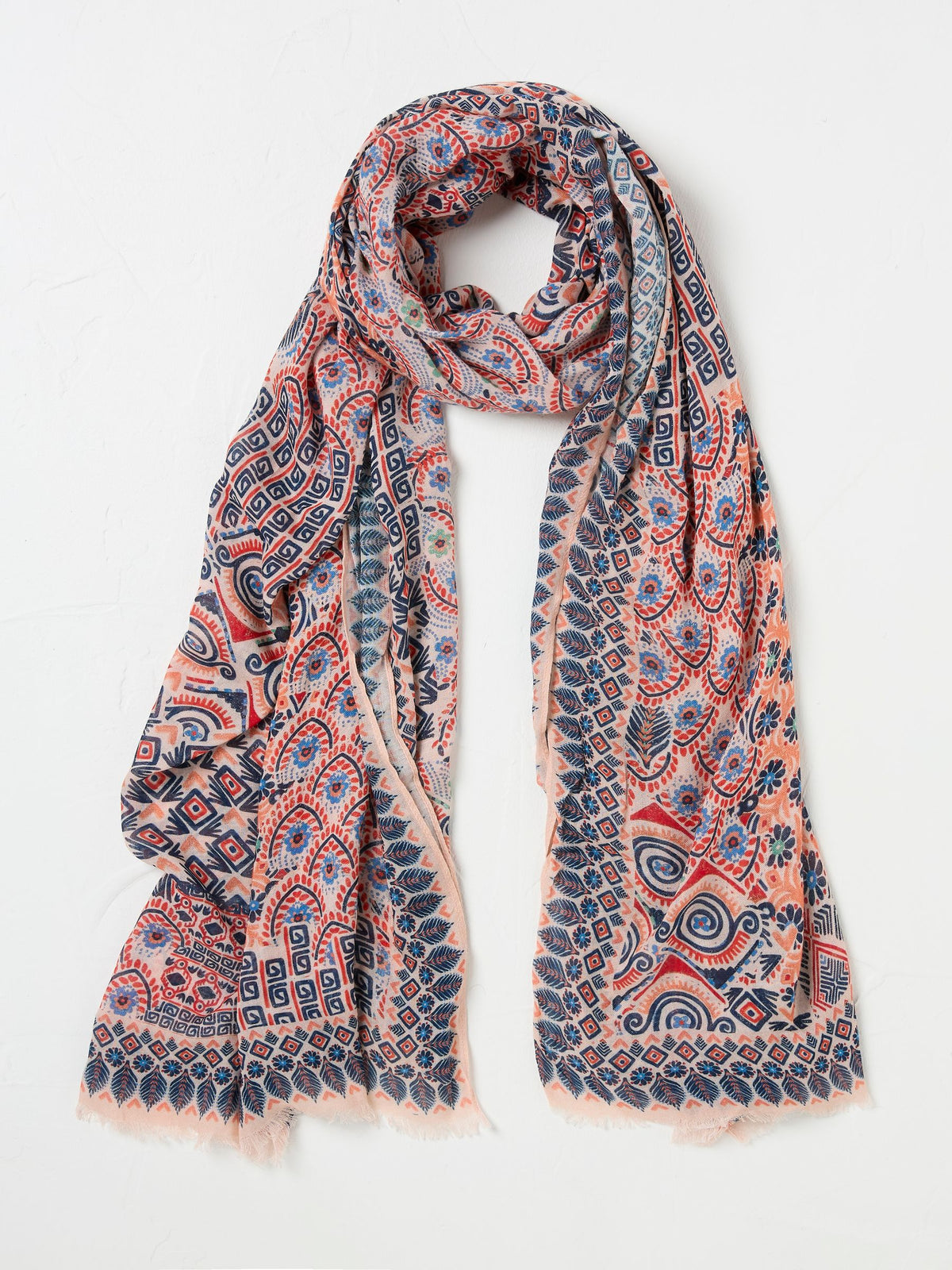 Pink Patchwork Printed Lightweight Scarf