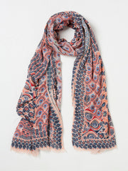 Pink Patchwork Printed Lightweight Scarf