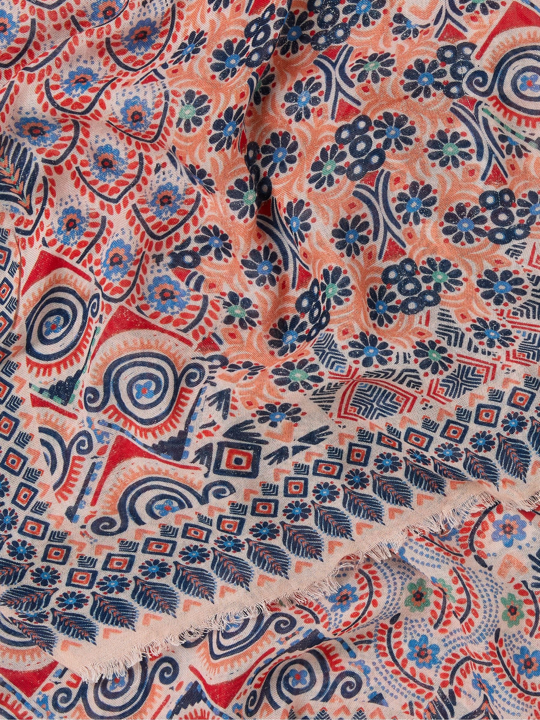 Pink Patchwork Printed Lightweight Scarf