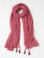 Pink 100% Cotton Gingham Lightweight Scarf