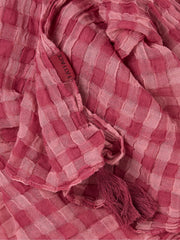 Pink 100% Cotton Gingham Lightweight Scarf