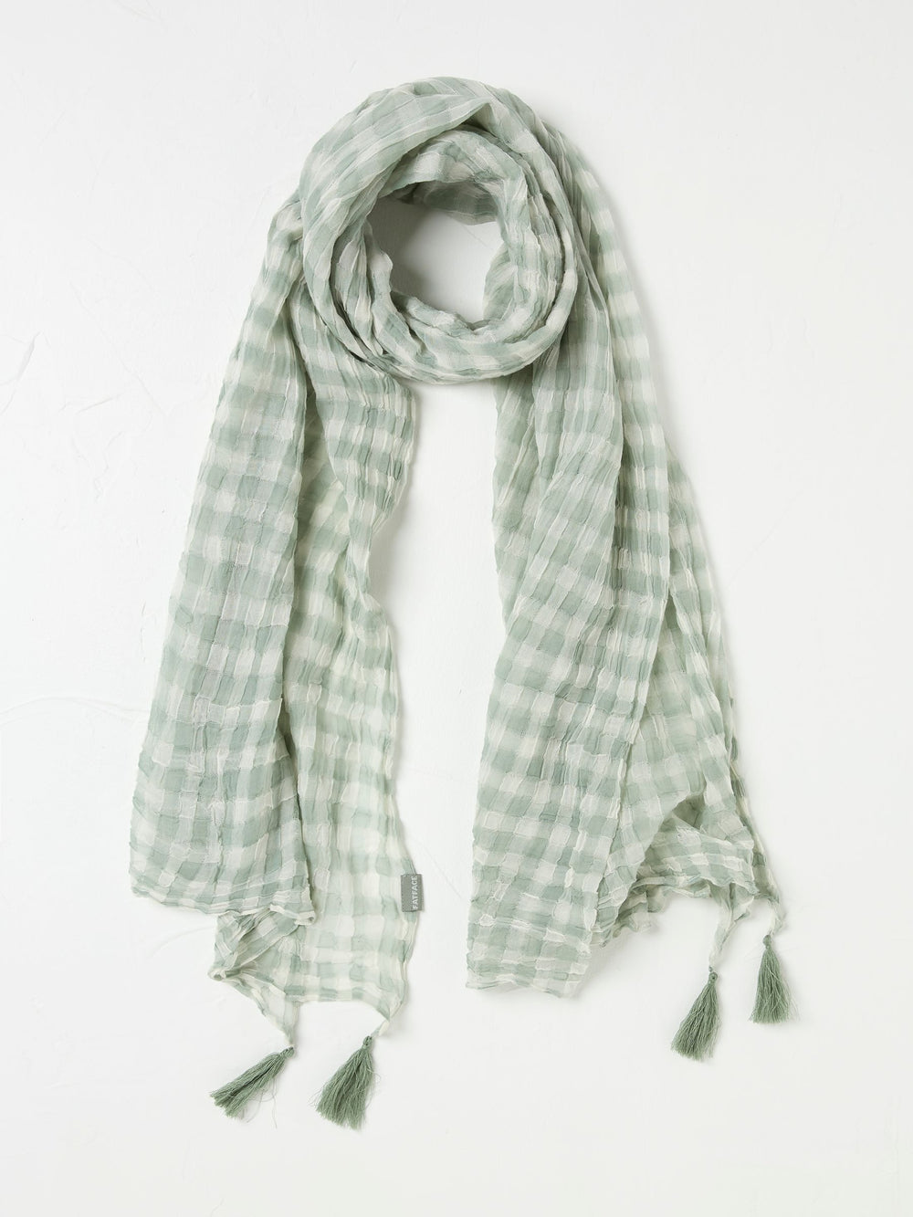 Green 100% Cotton Gingham Lightweight Scarf