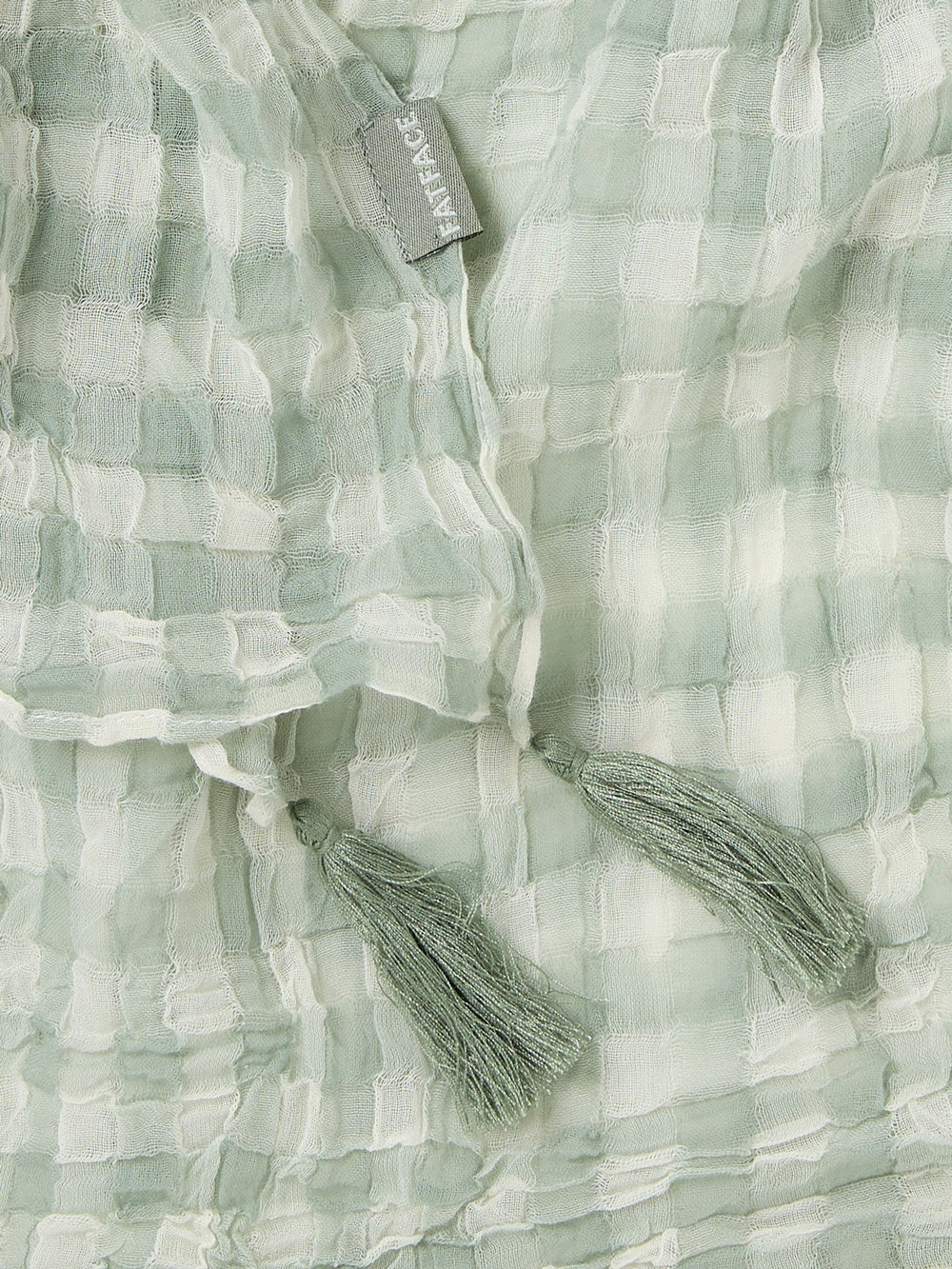 Green 100% Cotton Gingham Lightweight Scarf