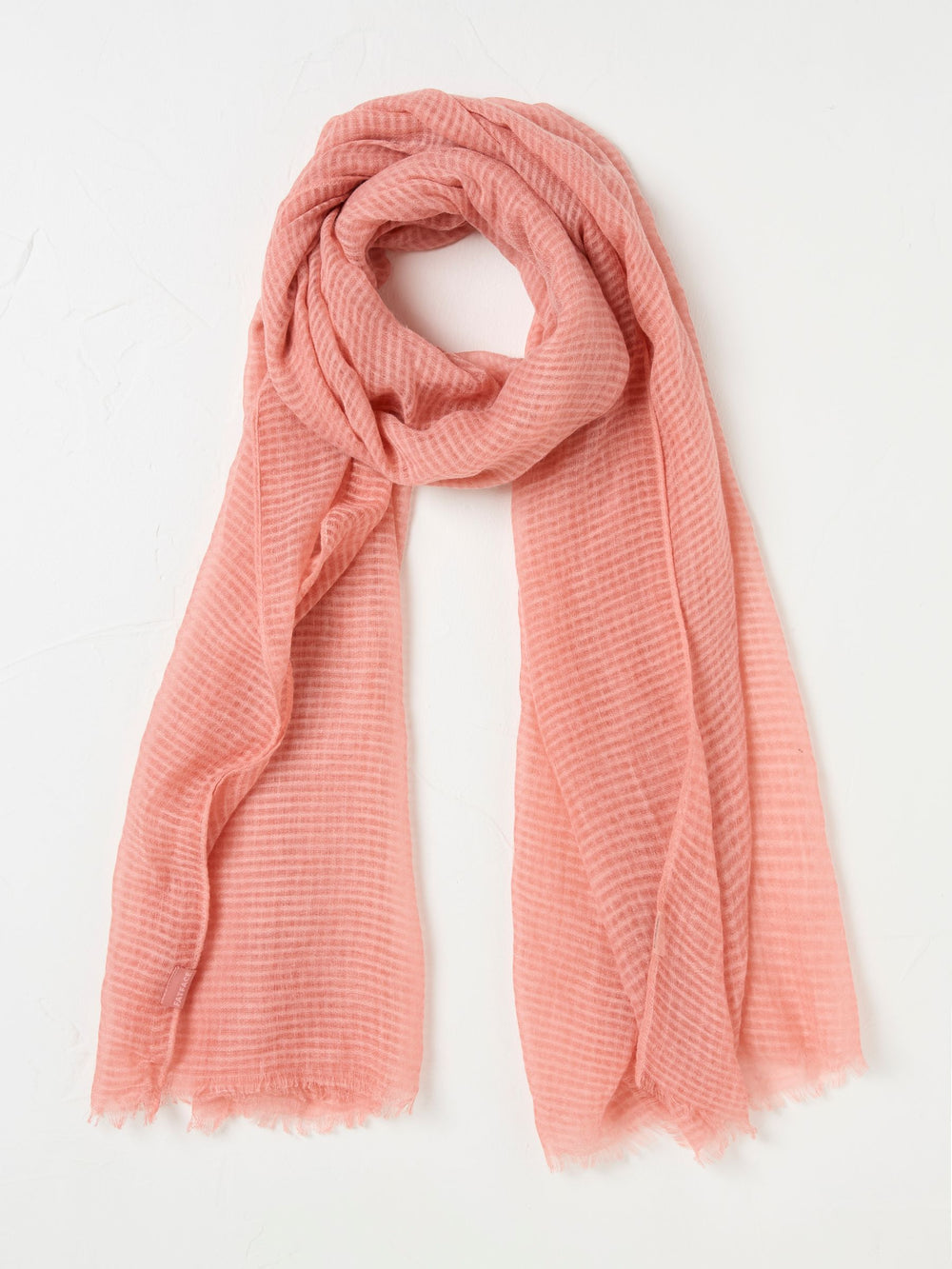Coral Pink Semi Plain Lightweight Scarf