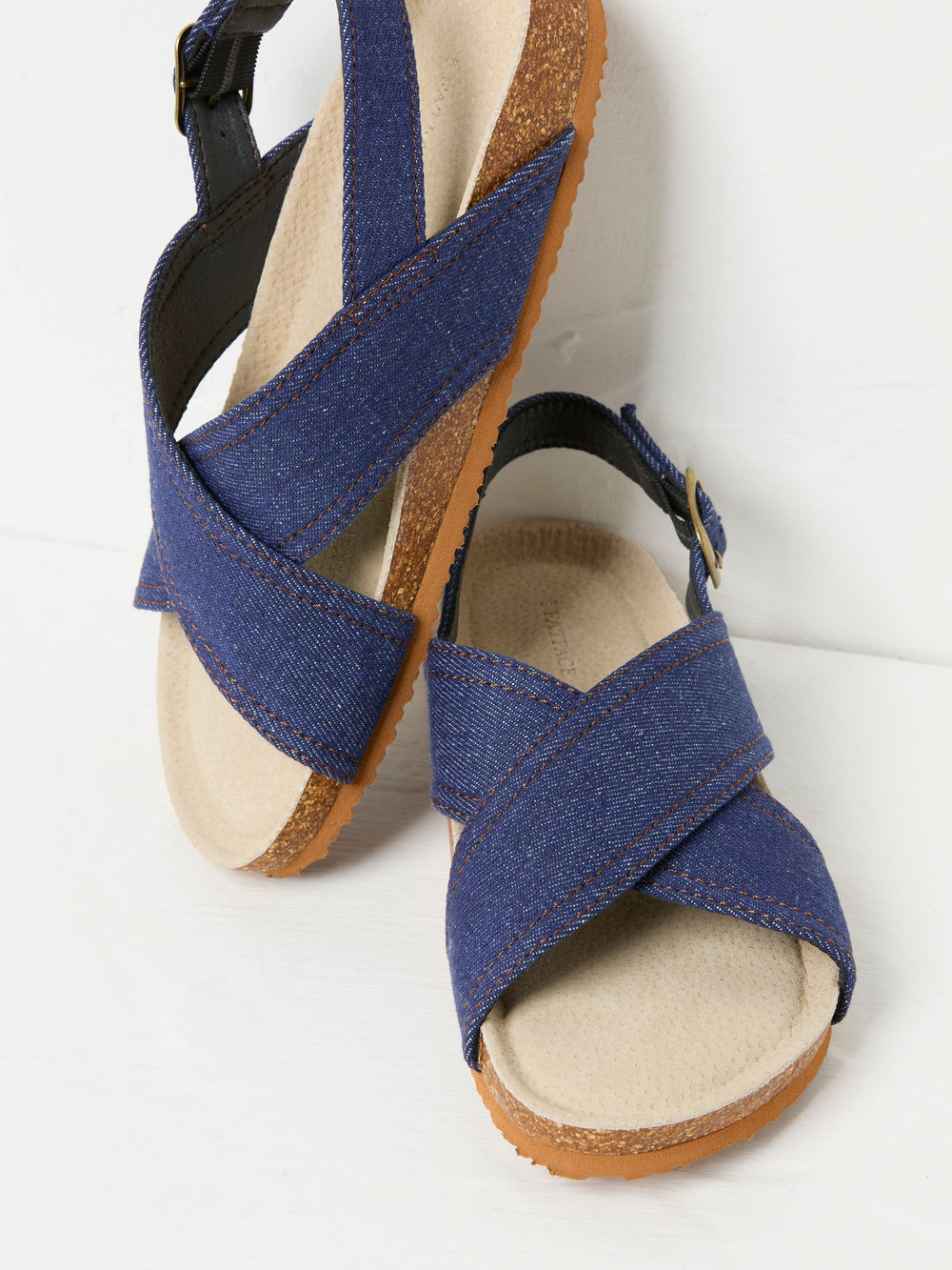 Denim Crossover Strap Footbed Sandal