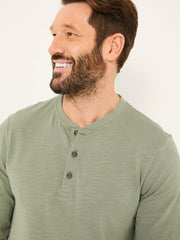 Woodside Dusky Green Long Sleeve Henley T Shirt