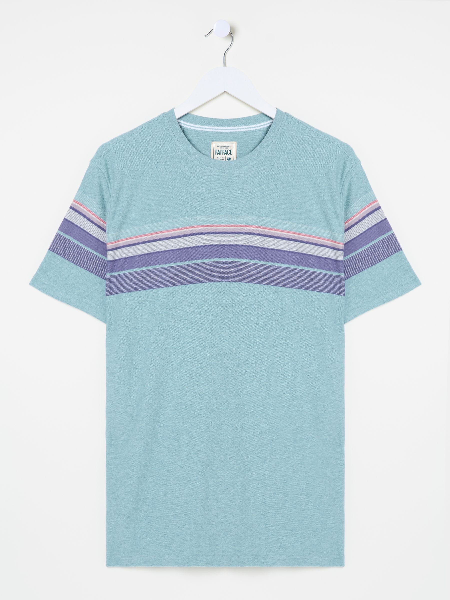Light Blue Jacquard Chest Stripe T Shirt