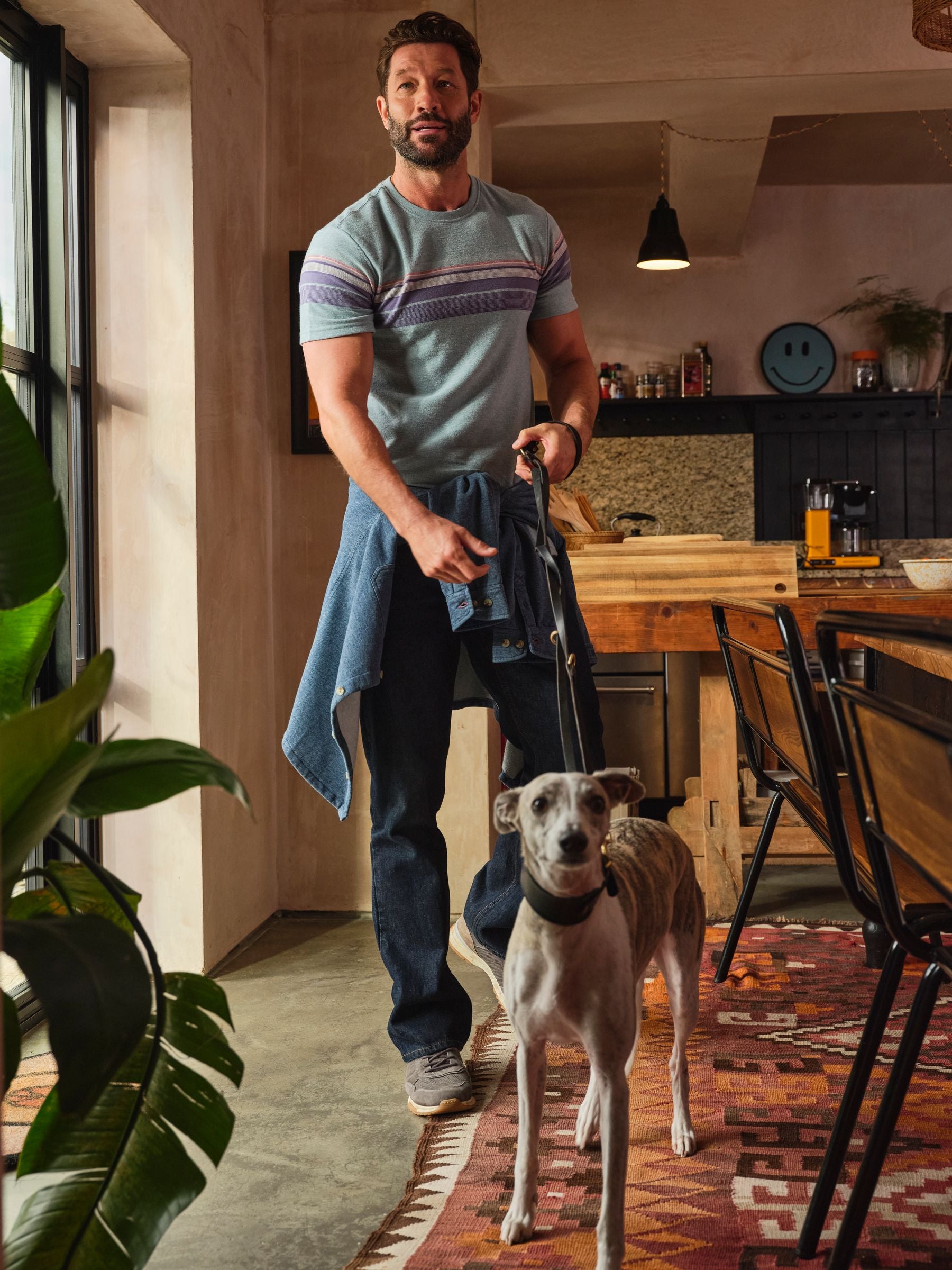 Light Blue Jacquard Chest Stripe T Shirt