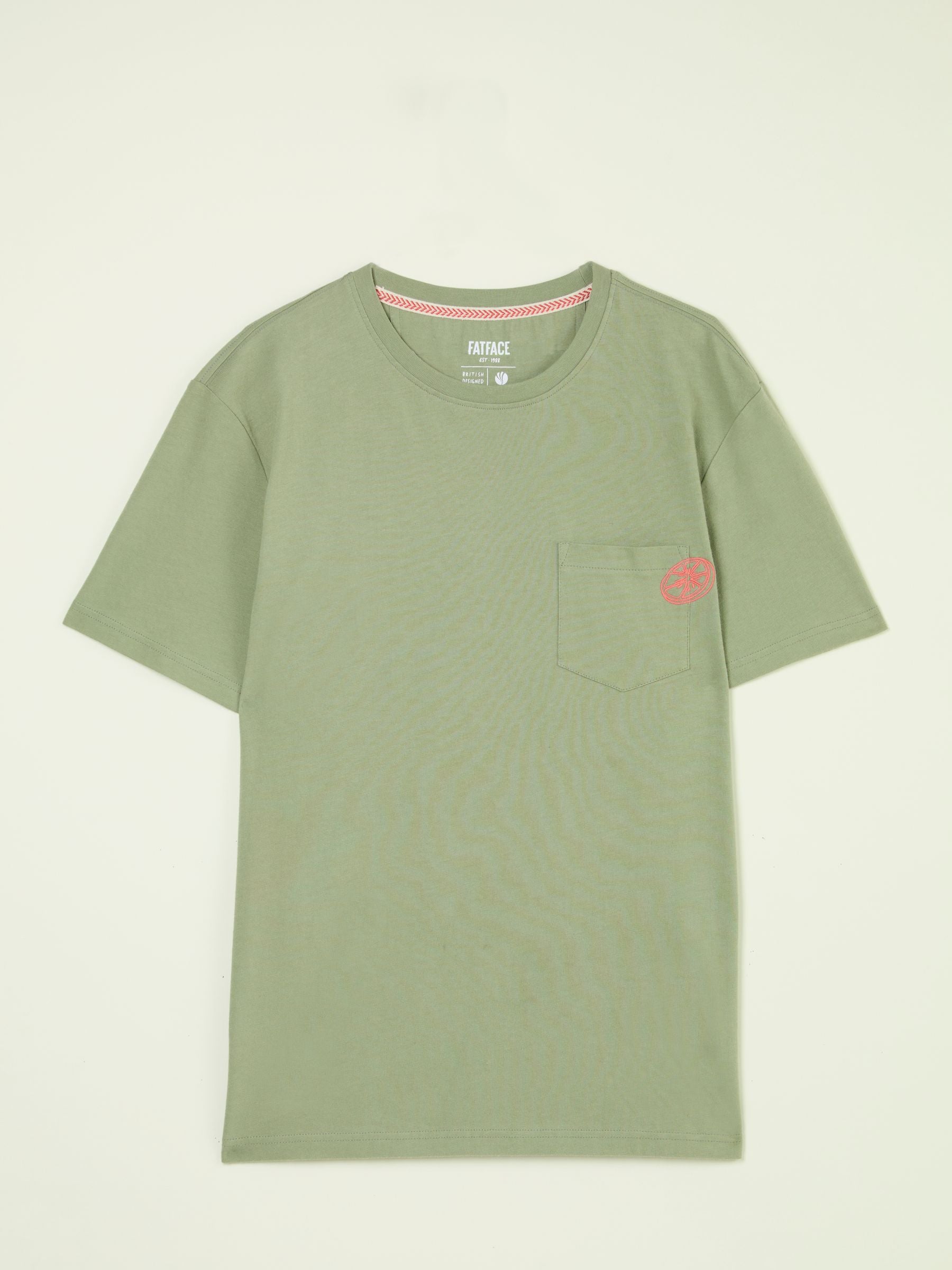 Light Green Embroidered Abstract Plants 100% Cotton T-Shirt