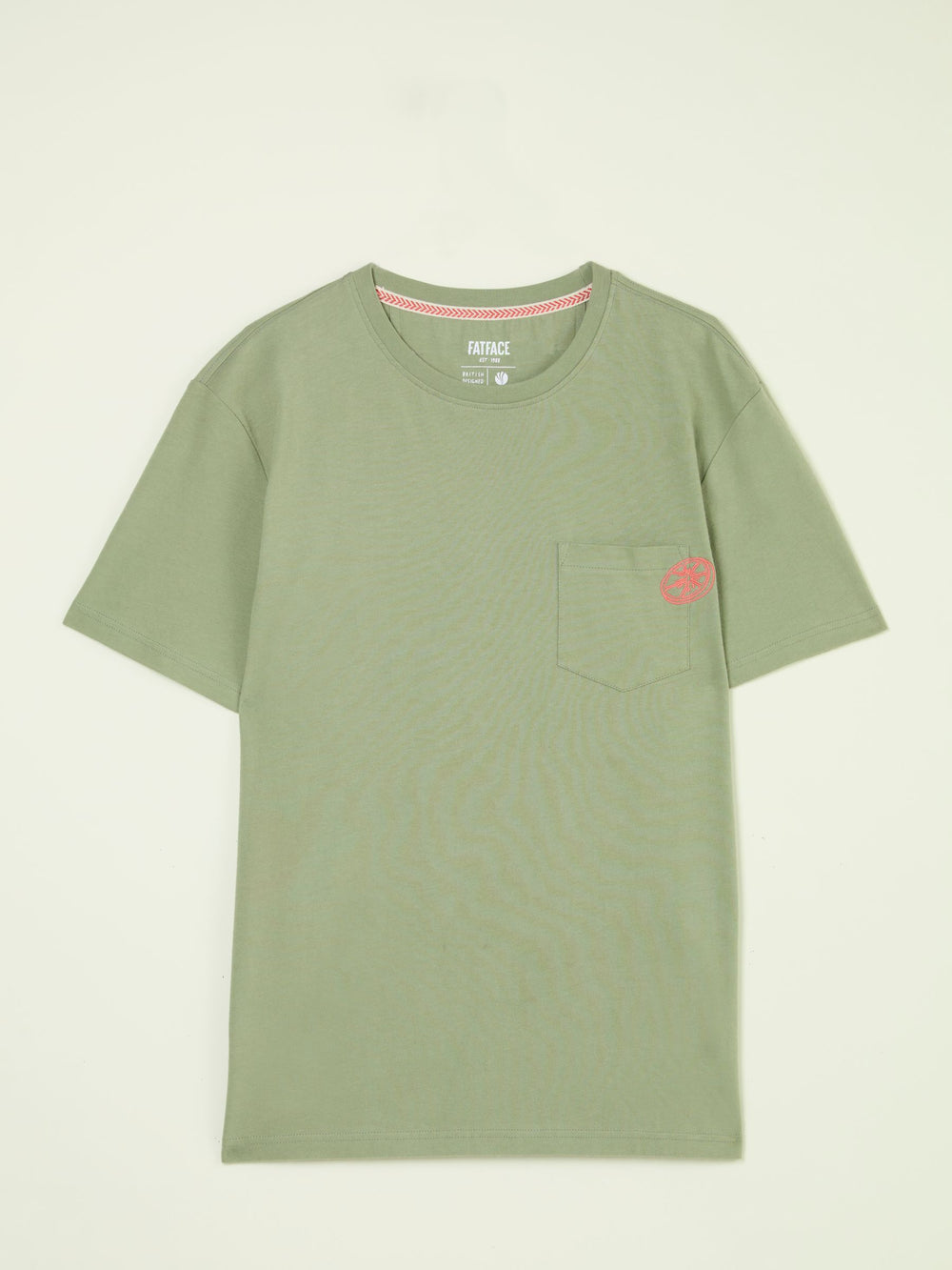 Light Green Embroidered Abstract Plants 100% Cotton T-Shirt