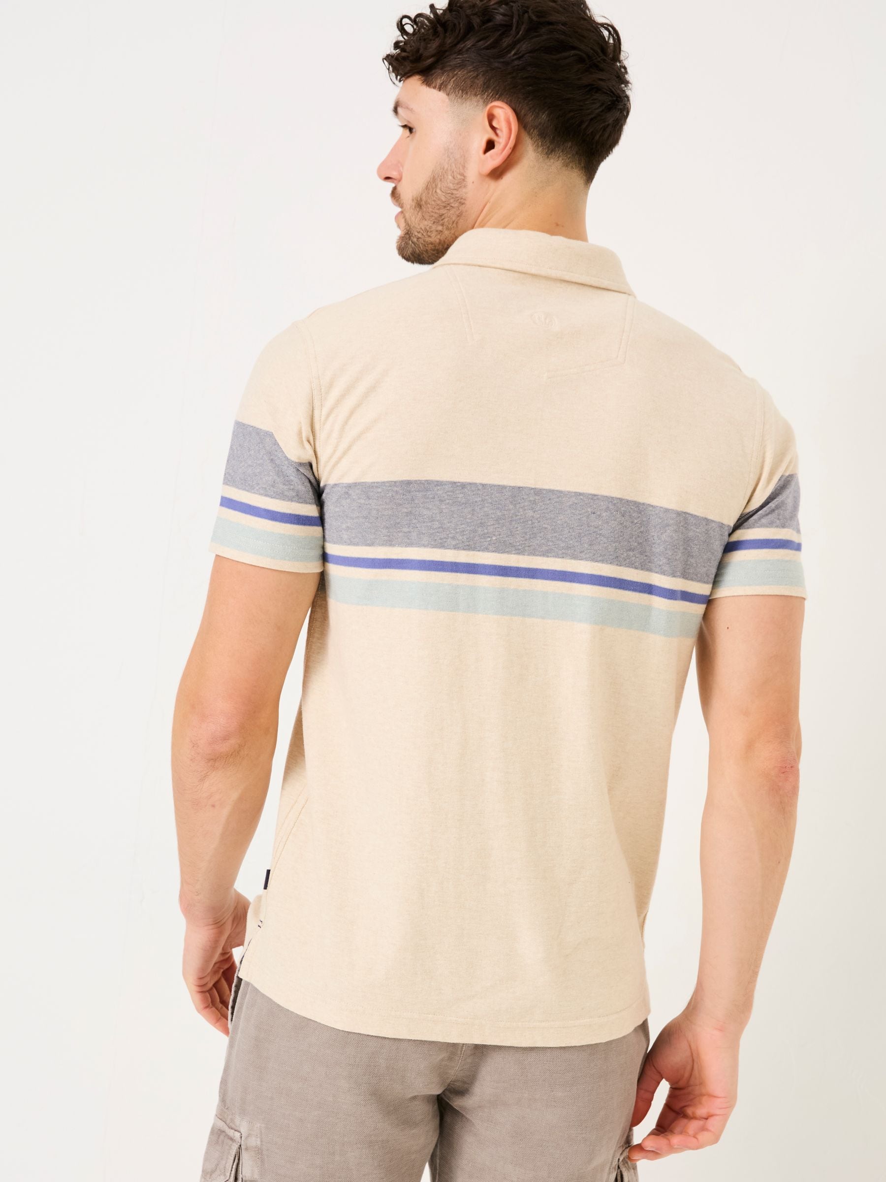 Natural Short Sleeve Chest Stripe Polo