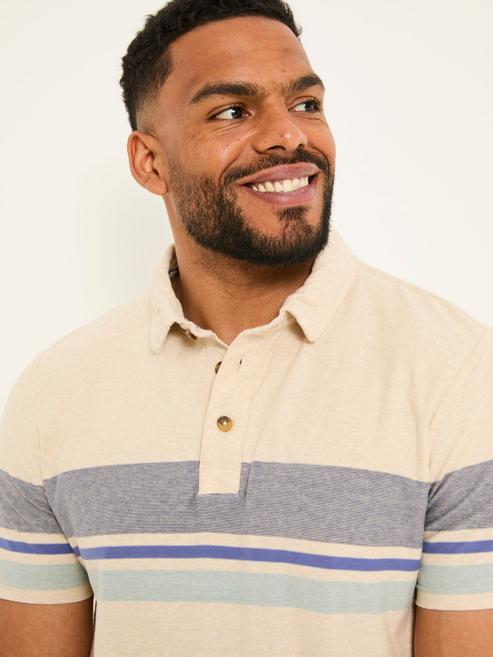 Natural Short Sleeve Chest Stripe Polo