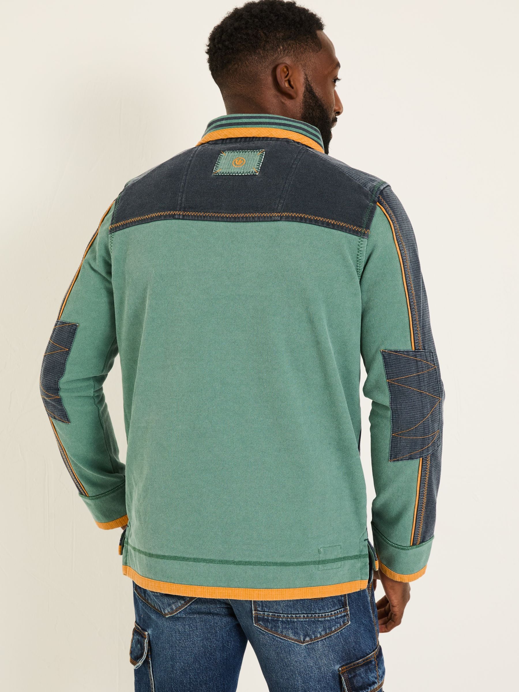 Light Teal 100% Cotton Airlie Panel Quarter Zip Sweat Top
