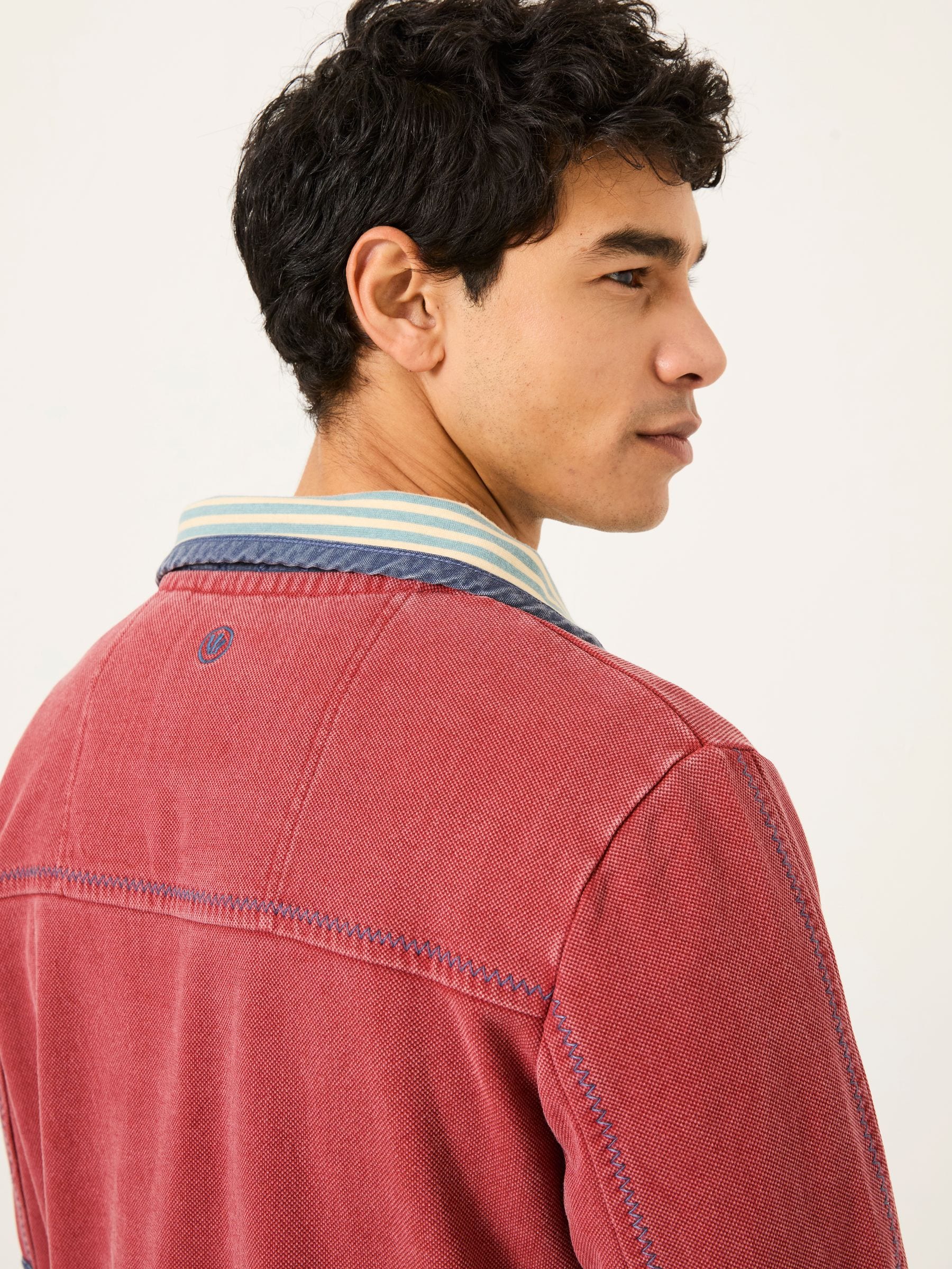 Red 100% Cotton Airlie Panel Quarter Zip Sweat Top