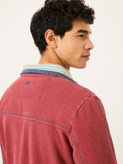 Red 100% Cotton Airlie Panel Quarter Zip Sweat Top