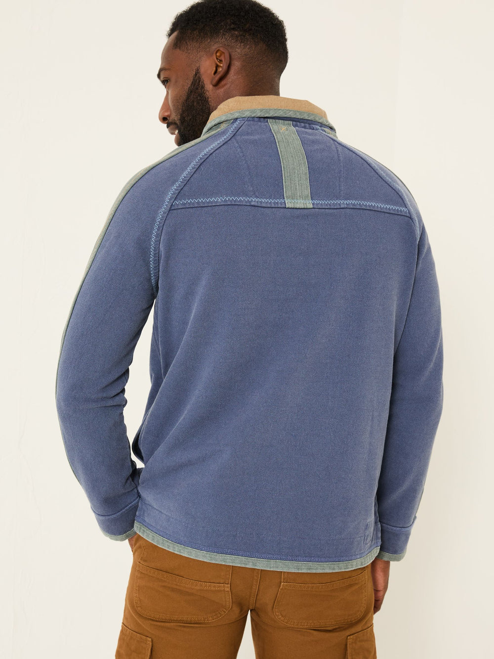 French Navy 100% Cotton Airlie Panel Quarter Zip Sweat Top