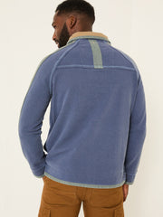 French Navy 100% Cotton Airlie Panel Quarter Zip Sweat Top