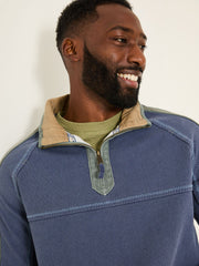 French Navy 100% Cotton Airlie Panel Quarter Zip Sweat Top