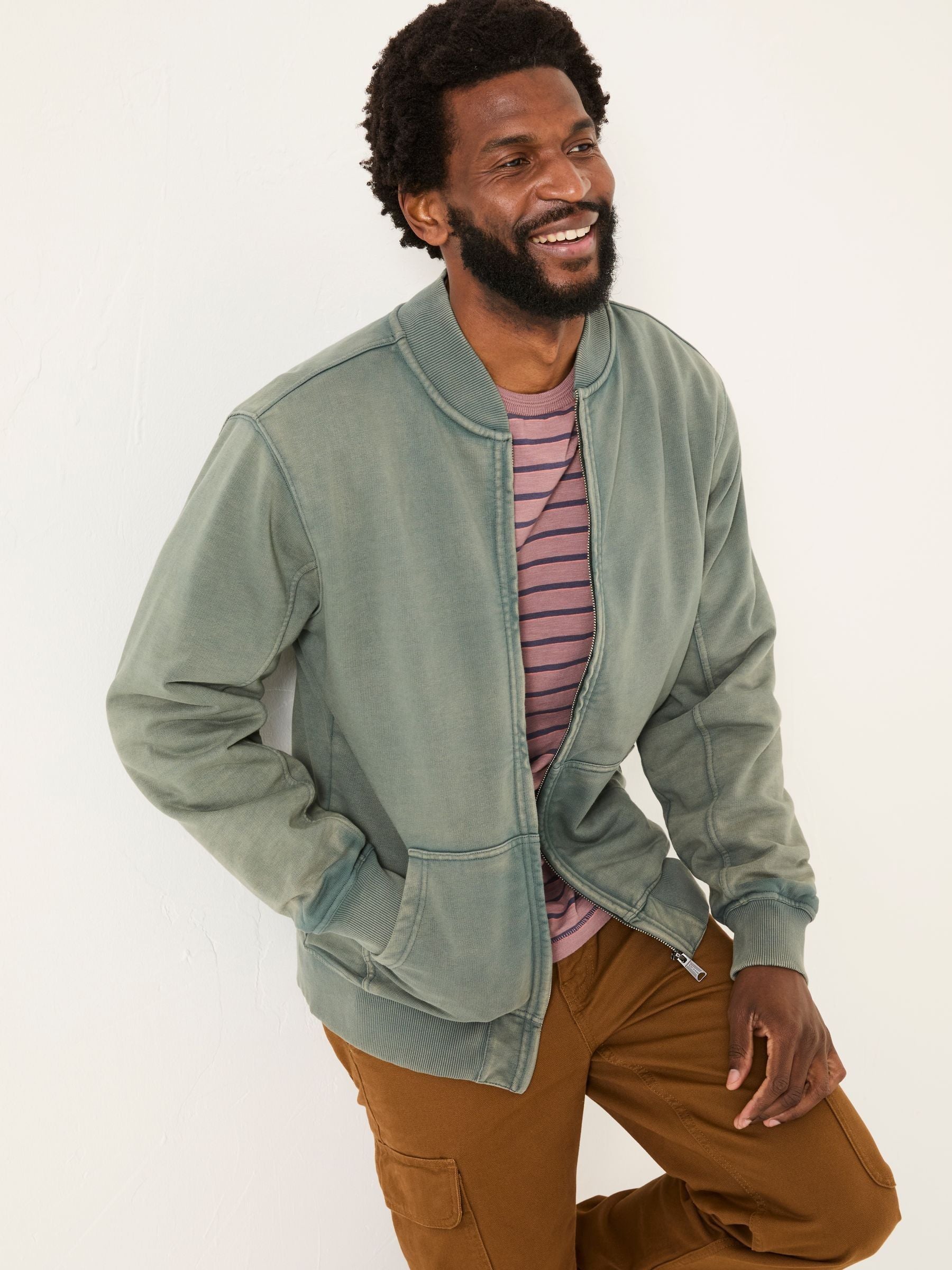 Light Teal Sweat Bomber Jacket