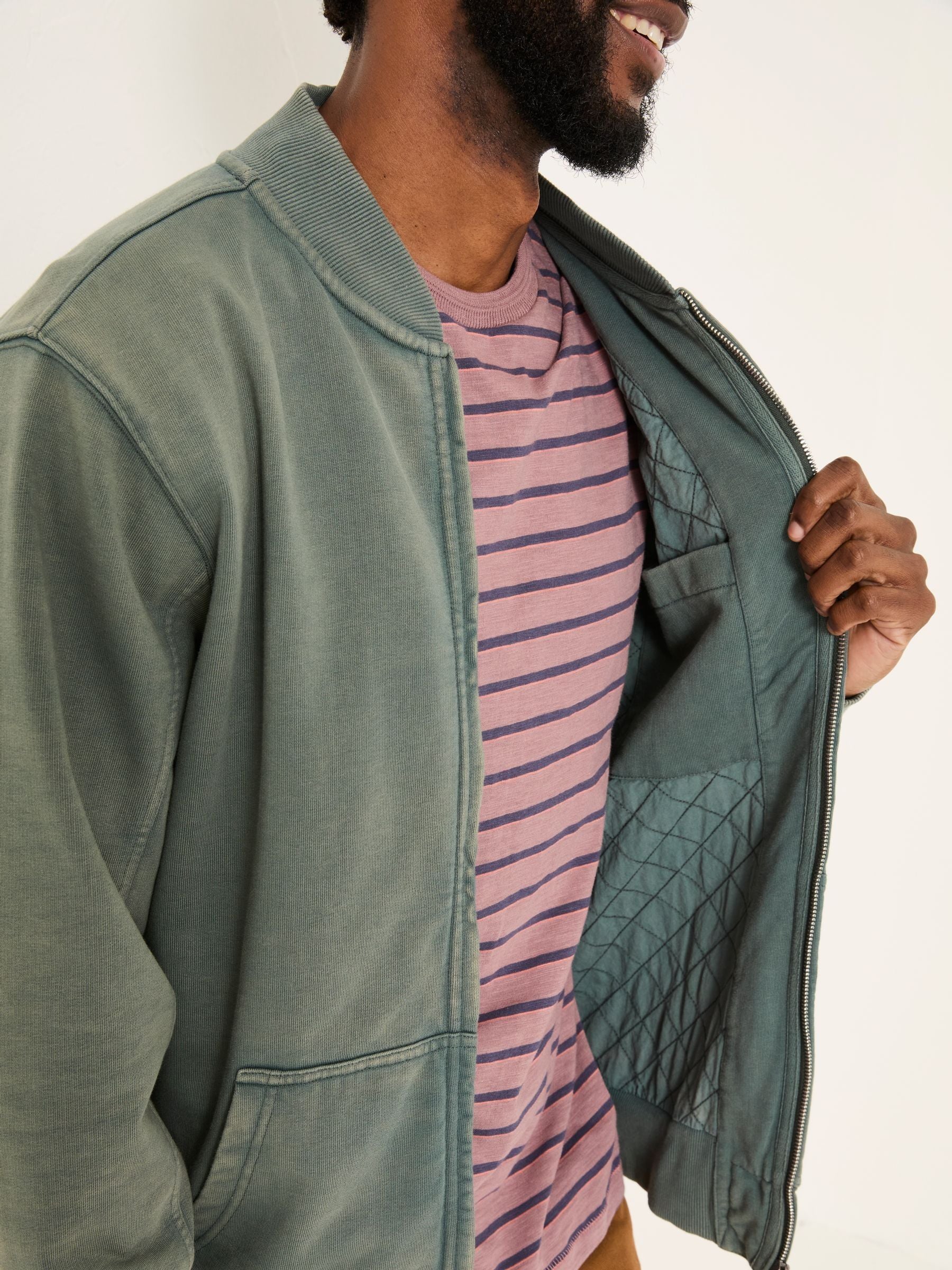 Light Teal Sweat Bomber Jacket