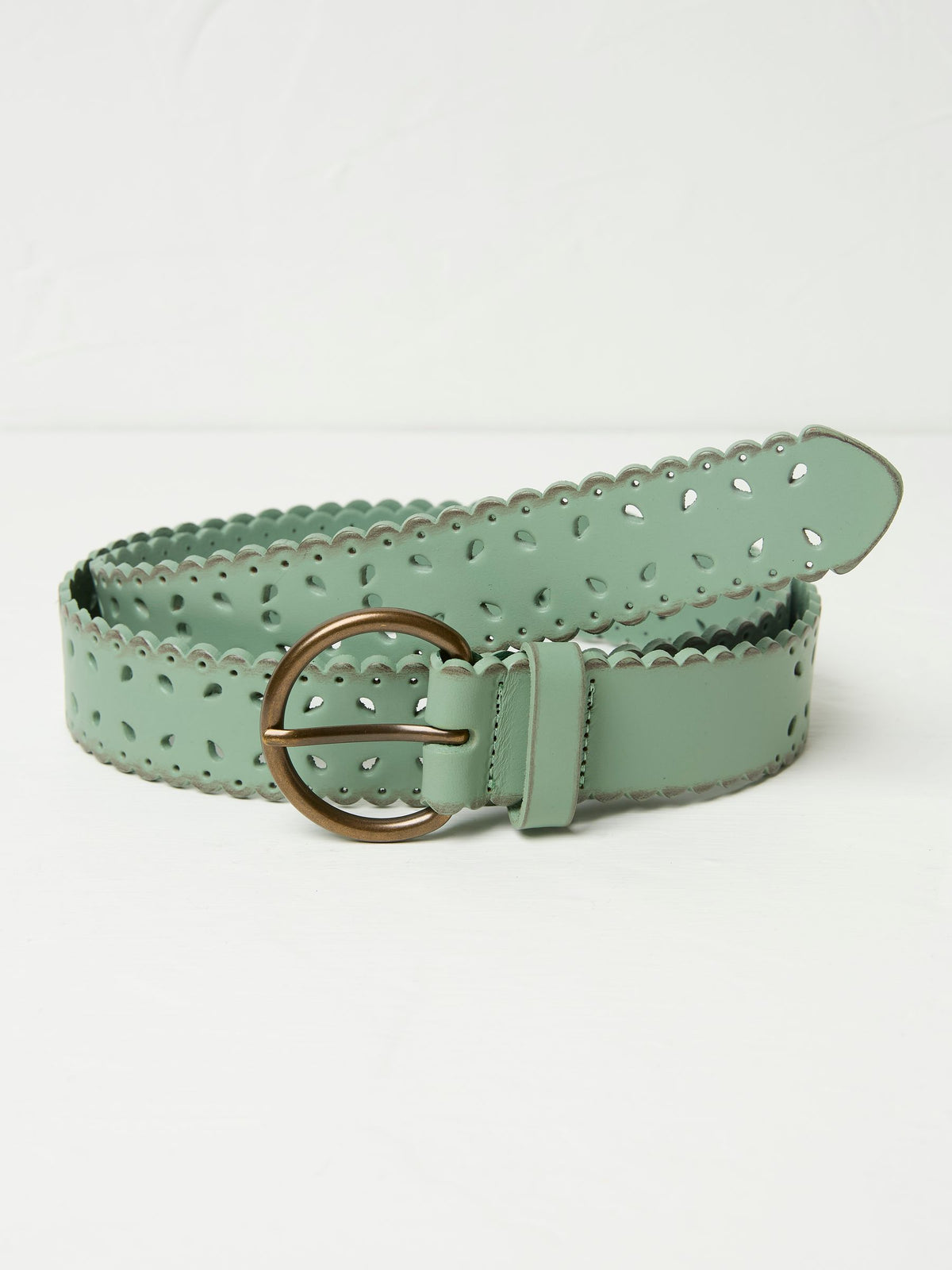 Green Haze Scalloped Jean Leather Belt
