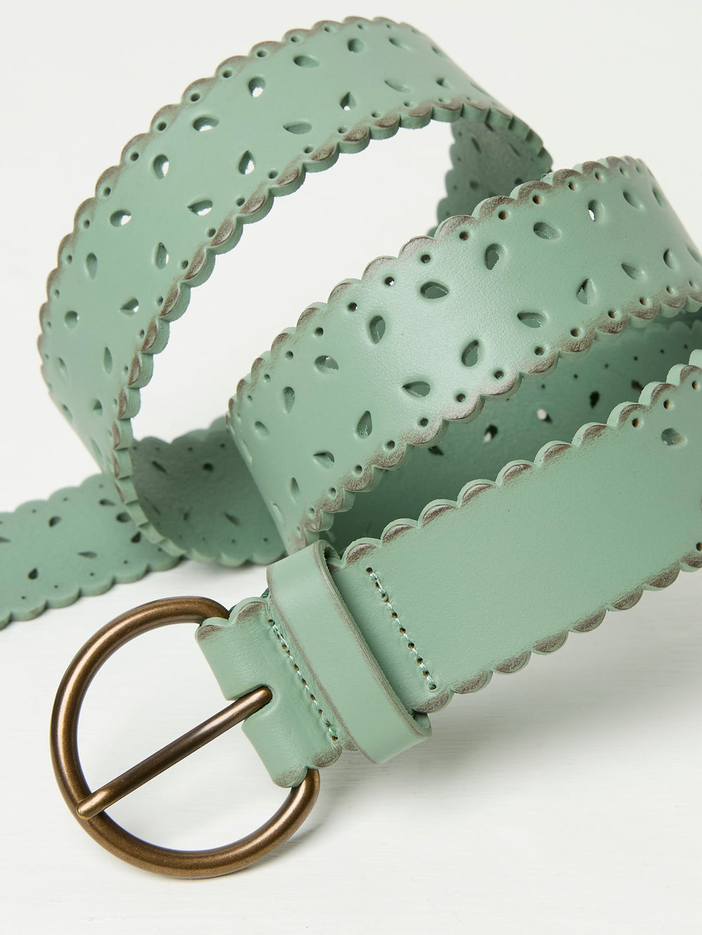 Green Haze Scalloped Jean Leather Belt