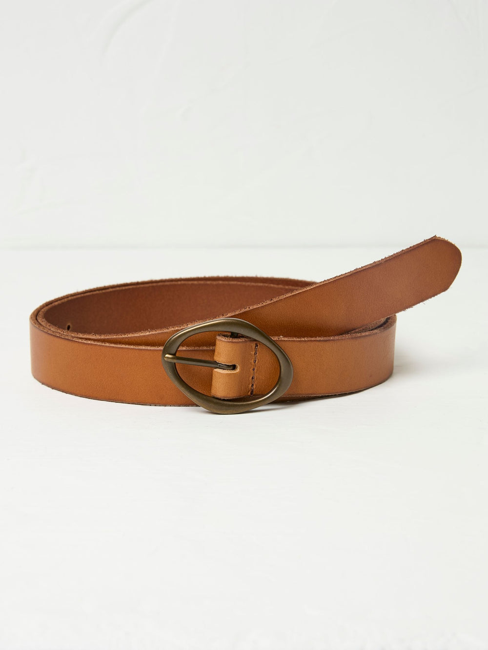 Tan Brown Buckle Interest Leather Belt