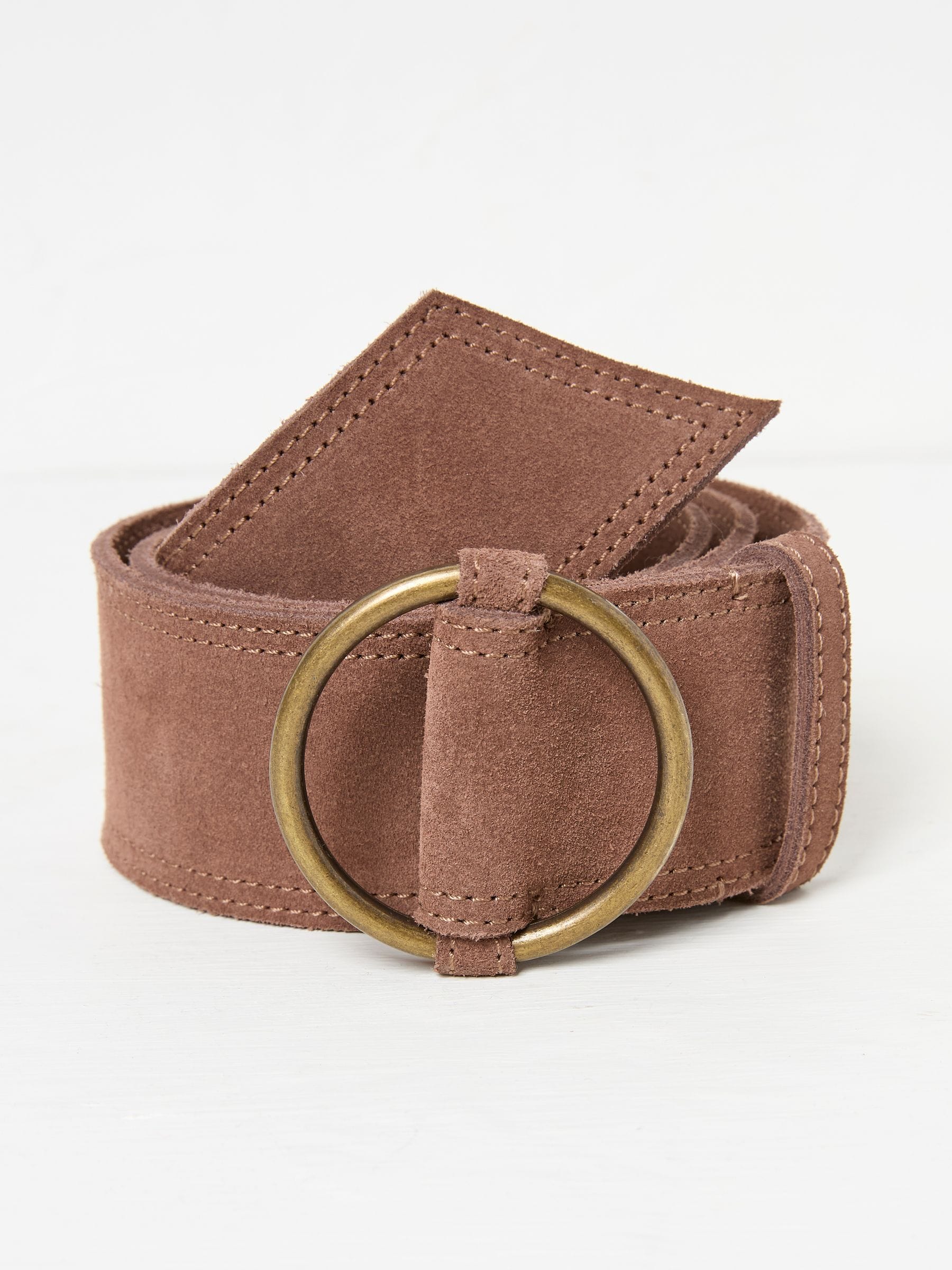 Dark Natural Wide Suede Waist Belt