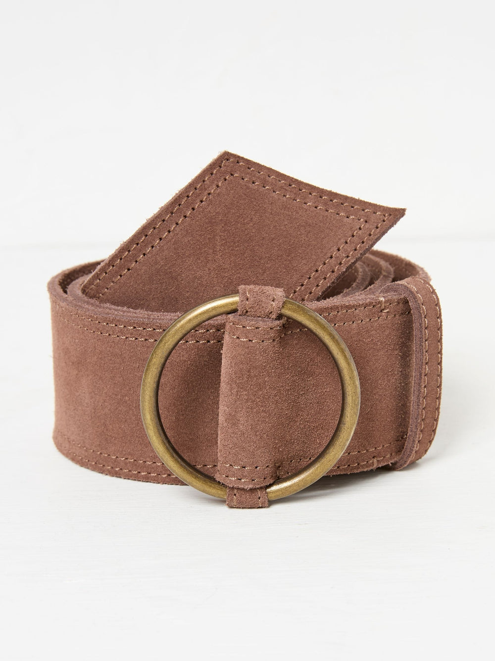 Dark Natural Wide Suede Waist Belt