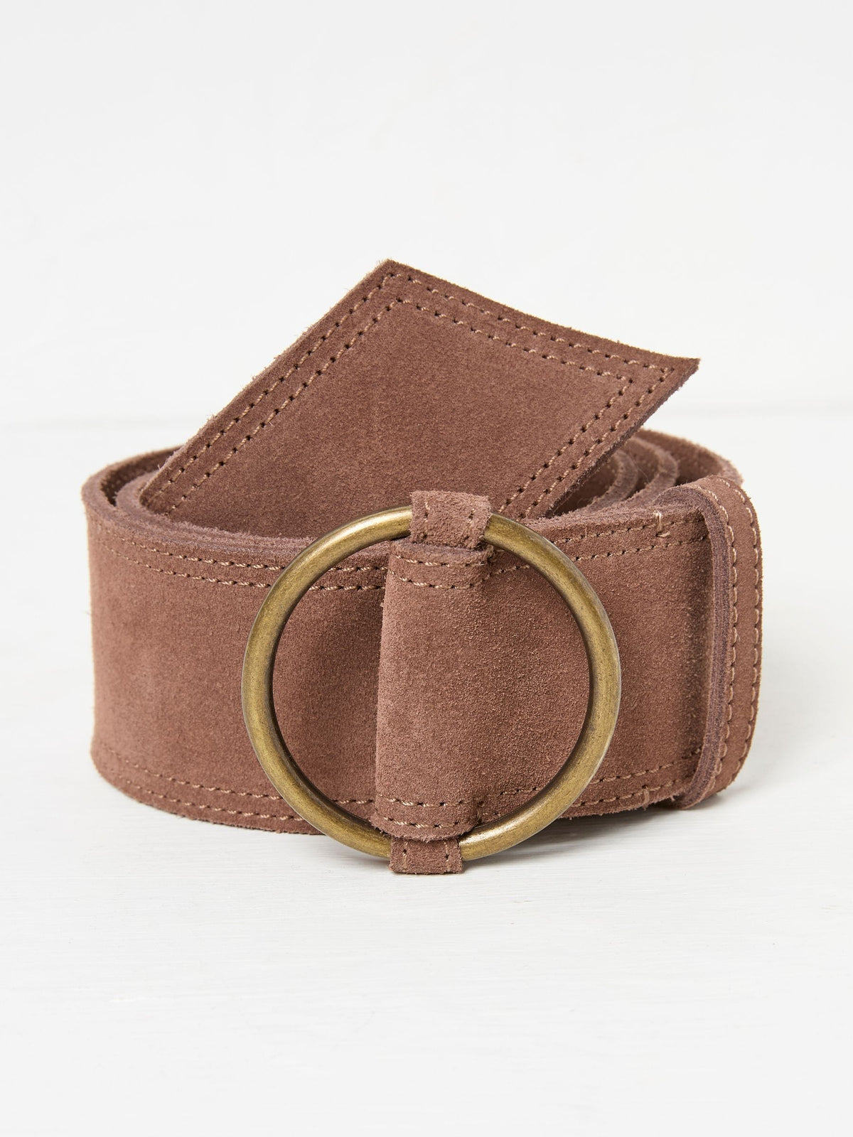 Dark Natural Wide Suede Waist Belt