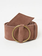 Dark Natural Wide Suede Waist Belt