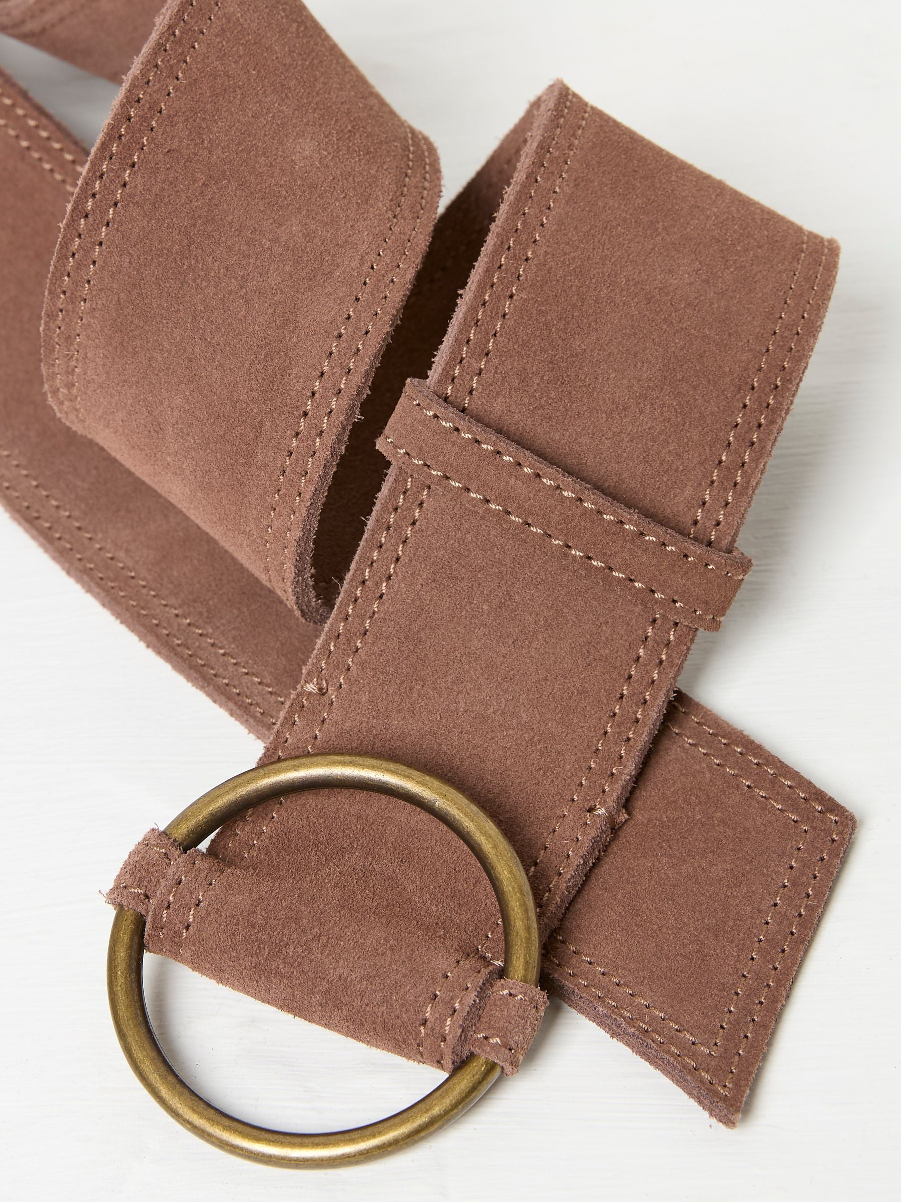 Dark Natural Wide Suede Waist Belt